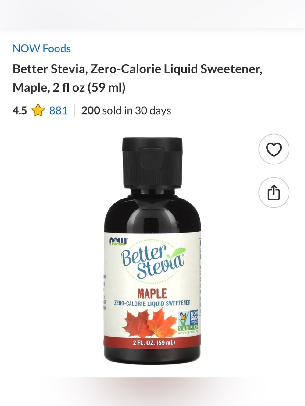 Free With Purchase Over $30! New & Sealed Better Stevia Maple Liquid Sweetener
